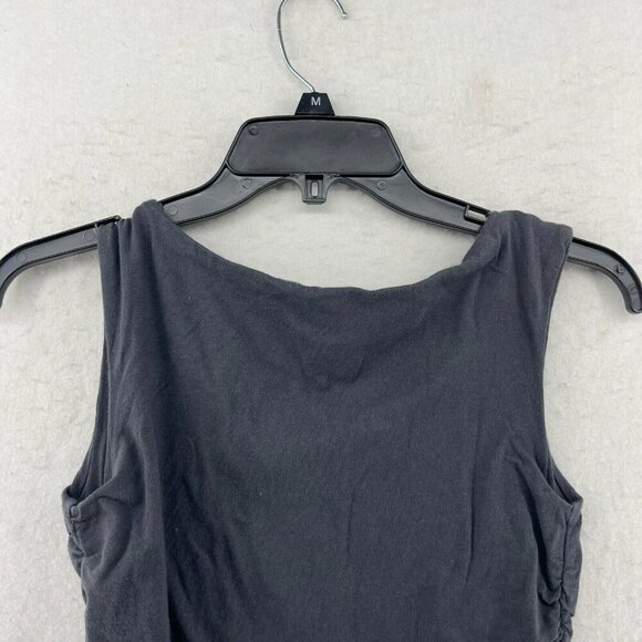 Mom's The Word Maternity Tank Top Womens Sz M Gray Ruched Square Neck Sleeveless - Picture 7 of 12